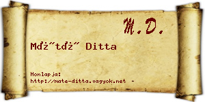 Máté Ditta névjegykártya